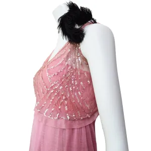 Antique Edwardian Pink Sequin & Net Dress