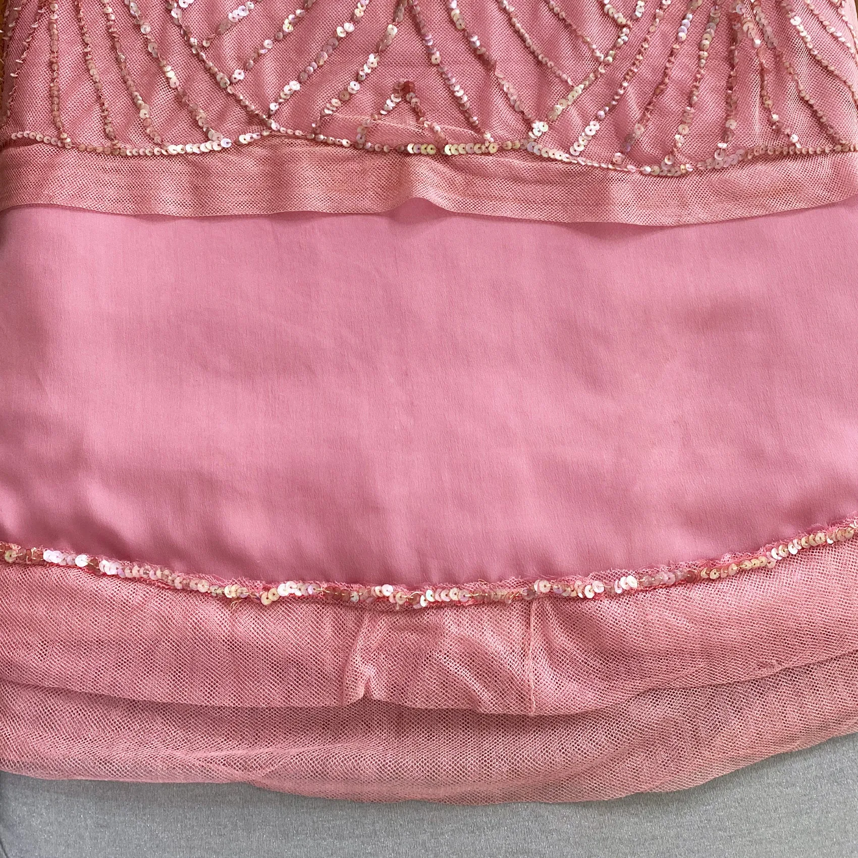 Antique Edwardian Pink Sequin & Net Dress