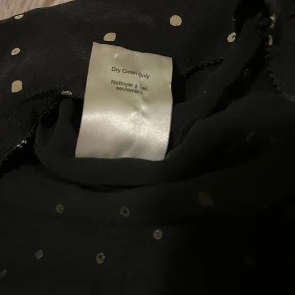 Aritzia T. Babaton black polka dot gathered 100% silk dress XS