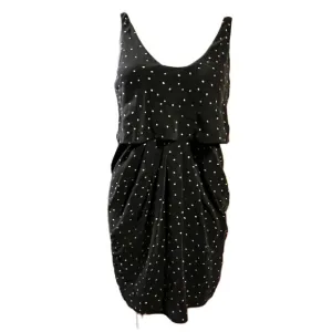 Aritzia T. Babaton black polka dot gathered 100% silk dress XS