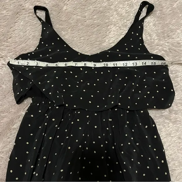 Aritzia T. Babaton black polka dot gathered 100% silk dress XS