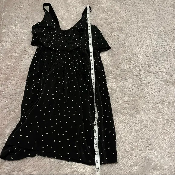 Aritzia T. Babaton black polka dot gathered 100% silk dress XS