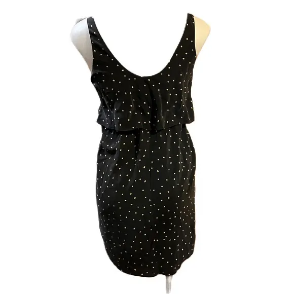 Aritzia T. Babaton black polka dot gathered 100% silk dress XS