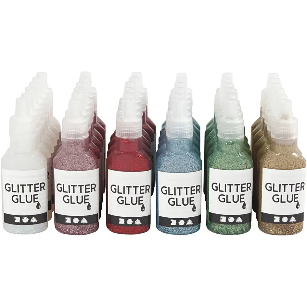 Assorted Colours Glitter Glue 36x25ml Office Supplies Decorations Crafts Designs