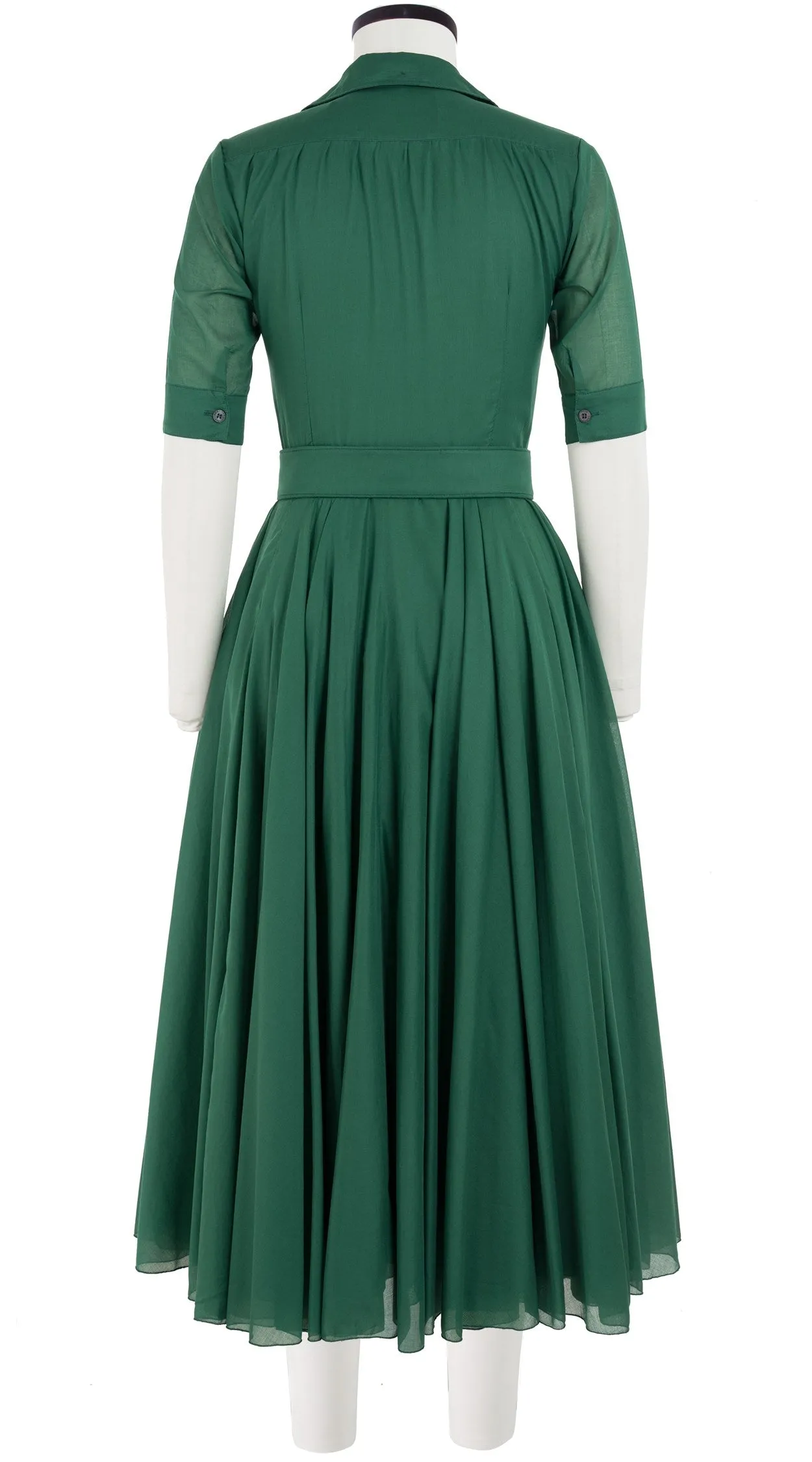 Aster Dress Shirt Collar 1/2 Sleeve Midi Plus Length Cotton Musola_Solid_Ivy Green