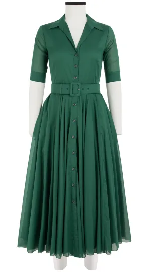 Aster Dress Shirt Collar 1/2 Sleeve Midi Plus Length Cotton Musola_Solid_Ivy Green