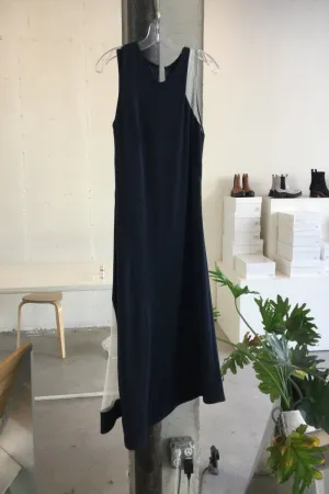 ASYMMETRIC INSET DRESS -MIDNIGHT / WHITE NETTING