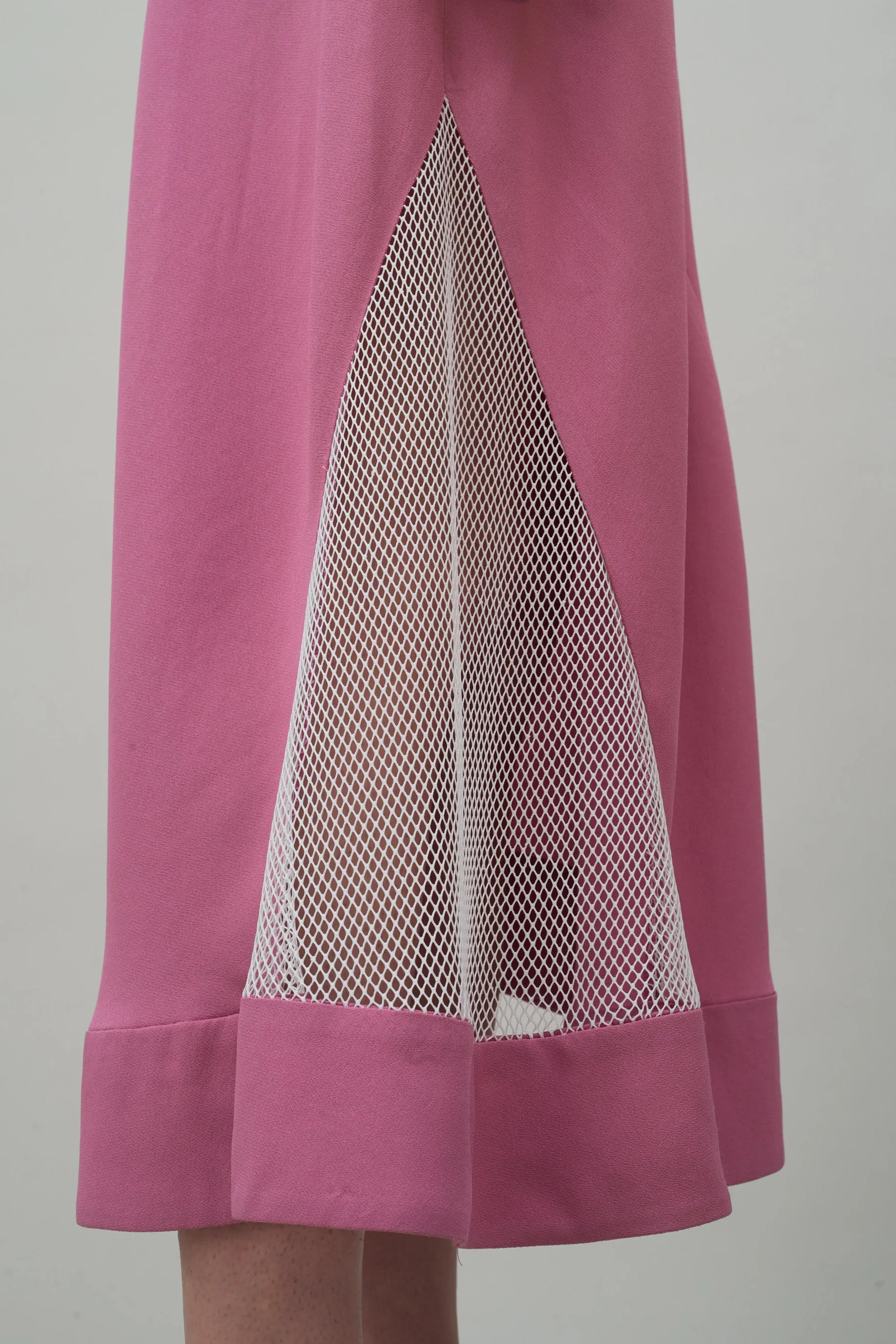 ASYMMETRIC INSET DRESS -MIDNIGHT / WHITE NETTING