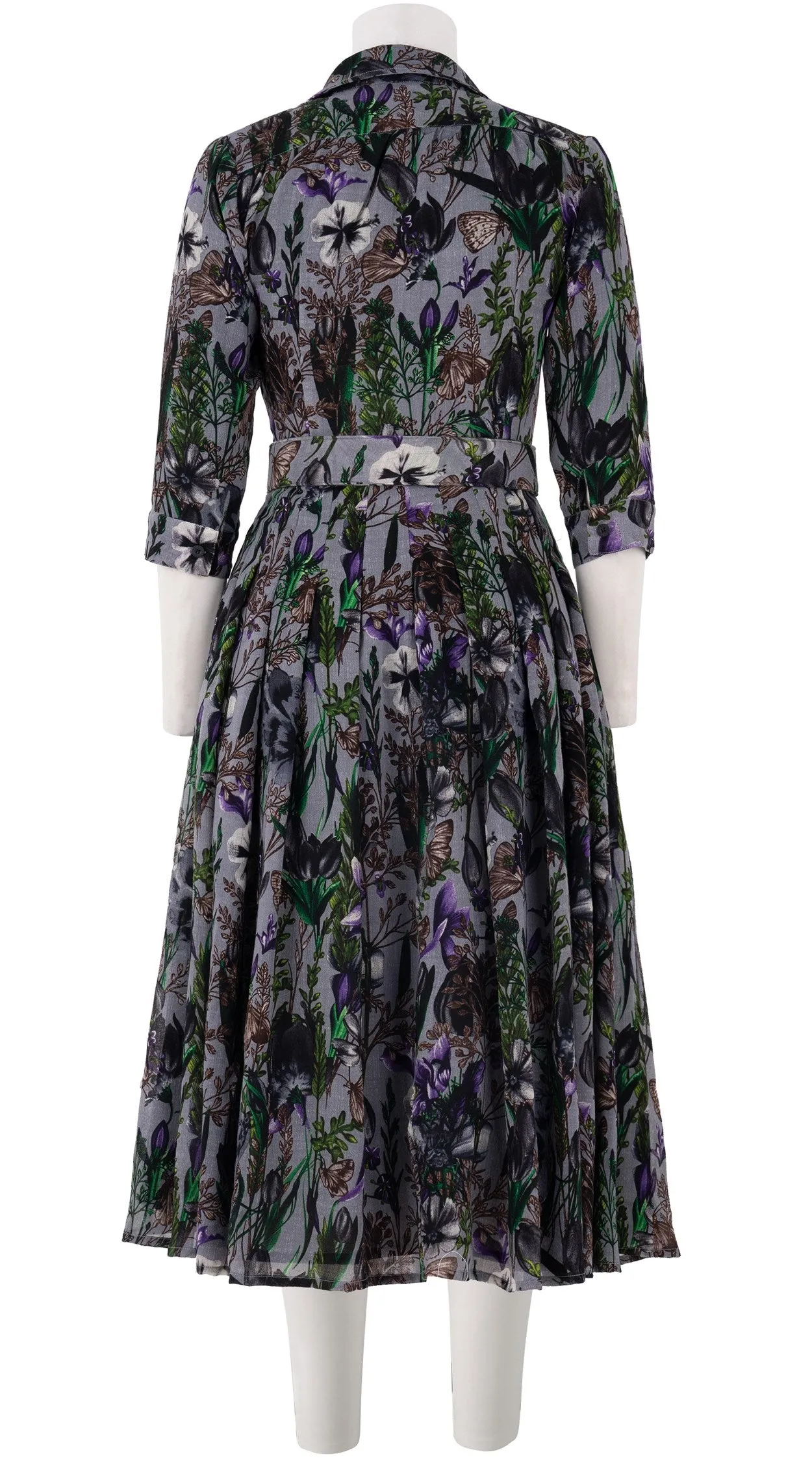 Audrey Dress #4 Shirt Collar 3/4 Sleeve Midi Length Wool Musola (Copenhagen Botanic Big)