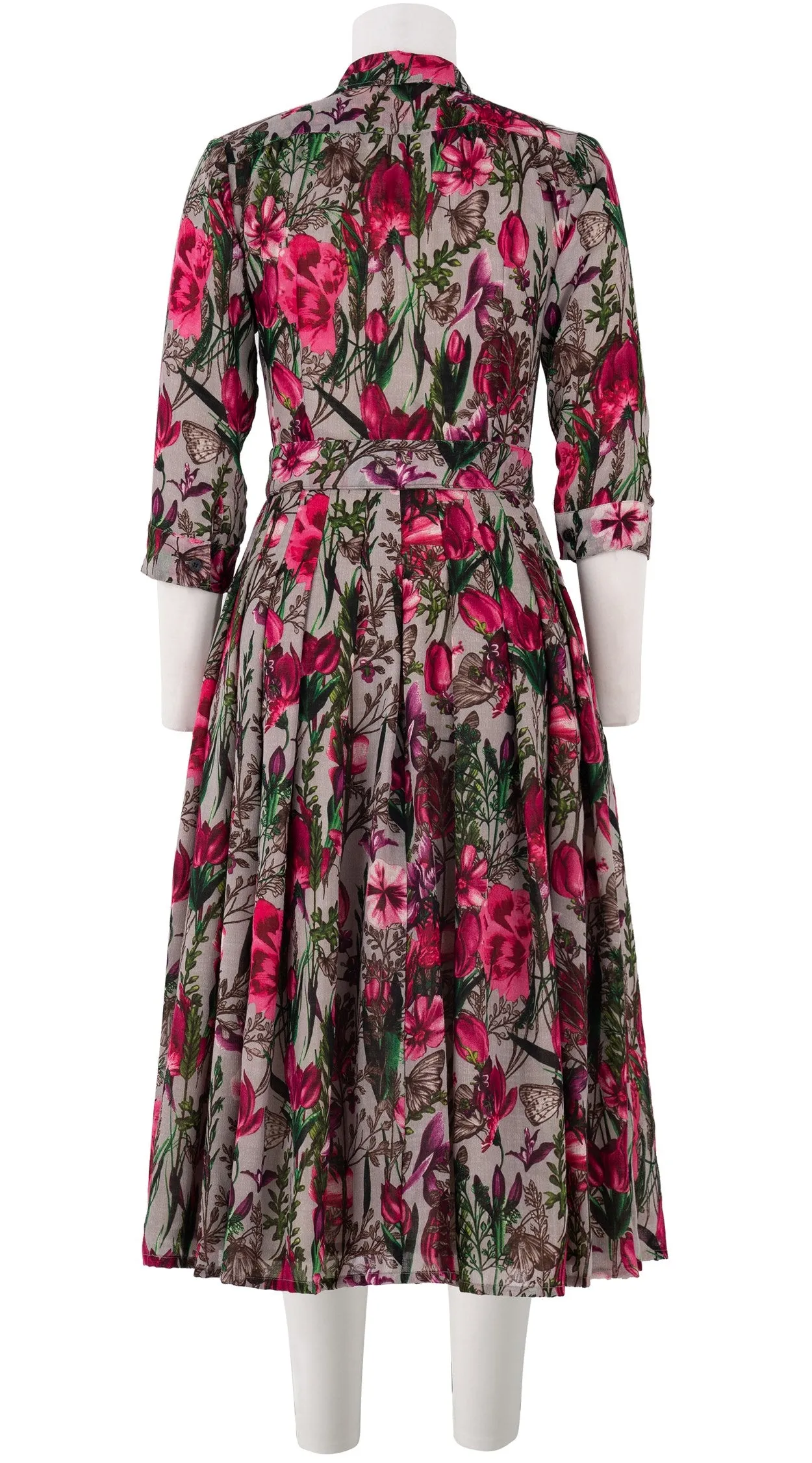 Audrey Dress #4 Shirt Collar 3/4 Sleeve Midi Length Wool Musola (Copenhagen Botanic Big)