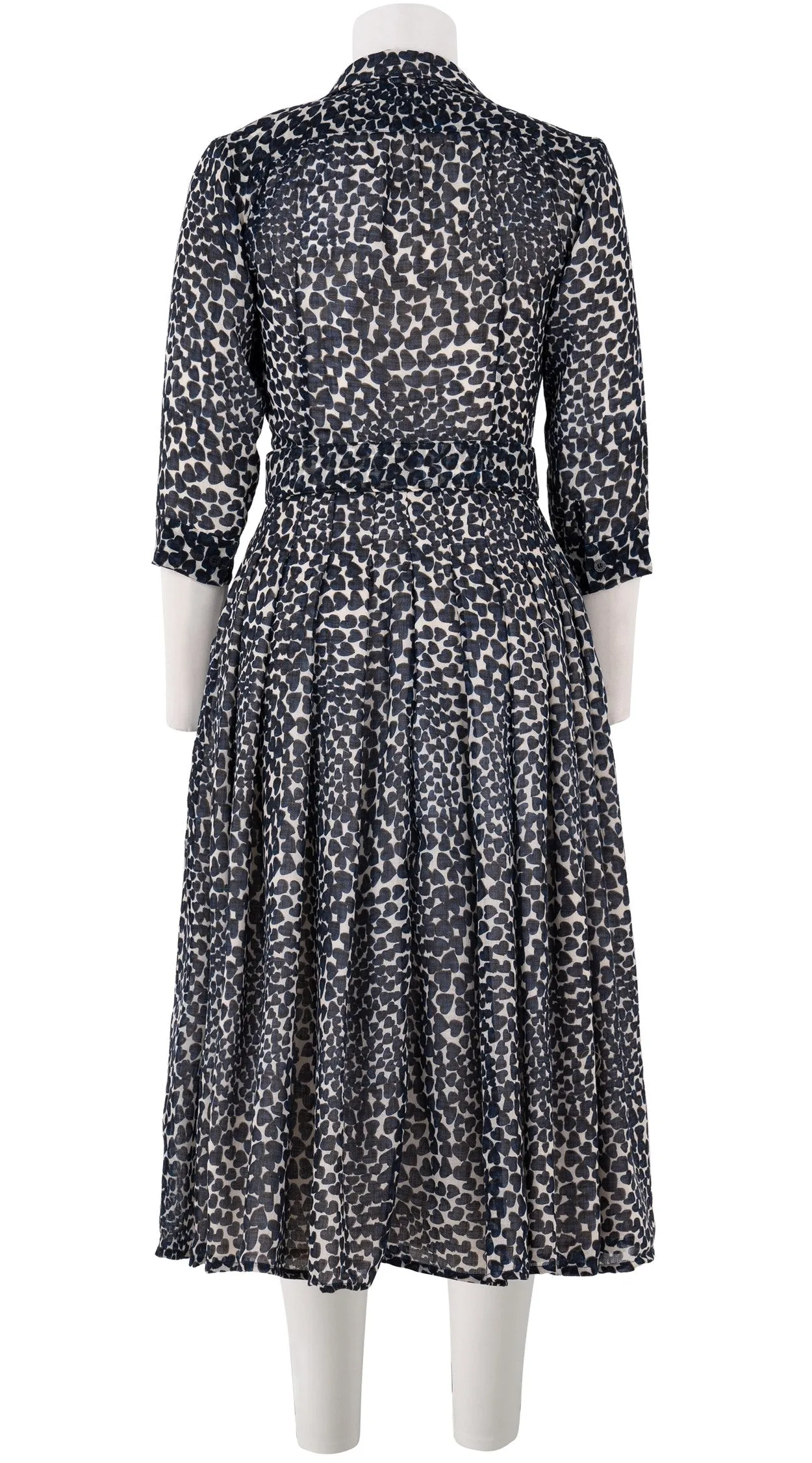 Audrey Dress #4 Shirt Collar 3/4 Sleeve Midi Length Wool Musola (Heart Wave)