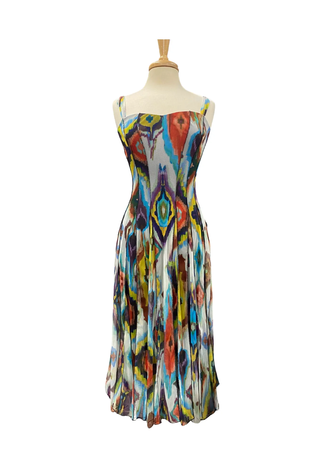Azteca Sleeveless Mid Calf Fit N Flare Mesh Dress