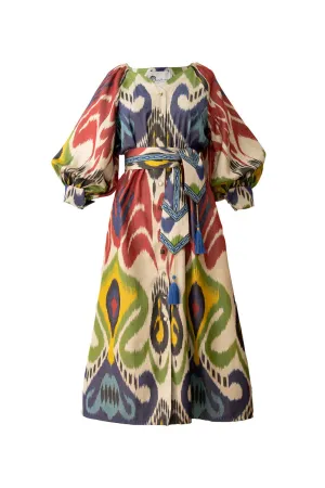 Bahor Multicolor Silk Ikat Dress