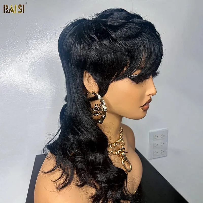 BAISI Mullet Glueless Wig