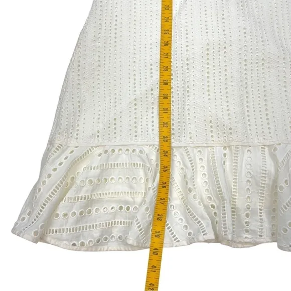 Banana Republic Eyelet Fit &amp; Flare Dress Cream Size 4 Tall