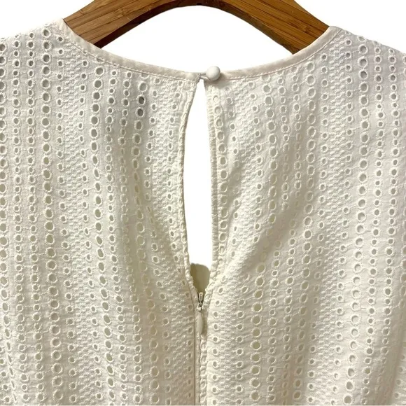 Banana Republic Eyelet Fit &amp; Flare Dress Cream Size 4 Tall