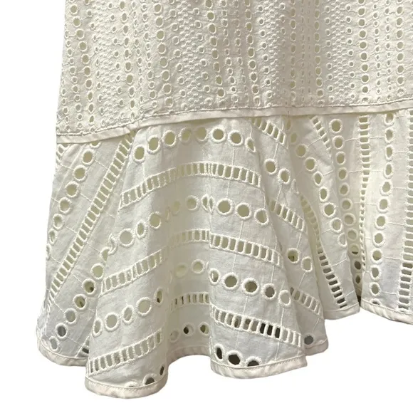 Banana Republic Eyelet Fit &amp; Flare Dress Cream Size 4 Tall