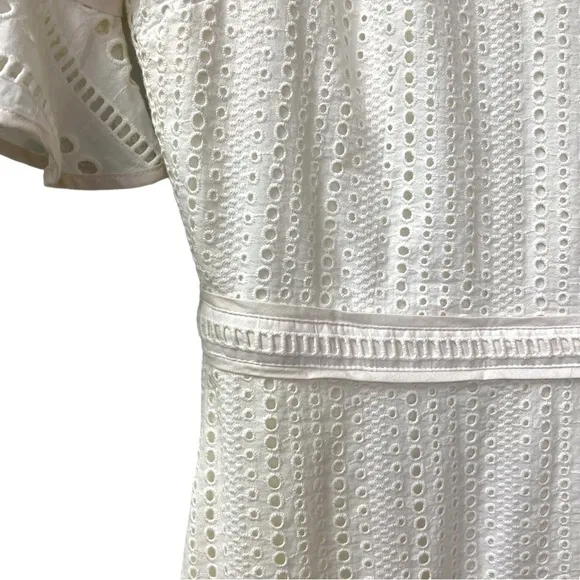 Banana Republic Eyelet Fit &amp; Flare Dress Cream Size 4 Tall