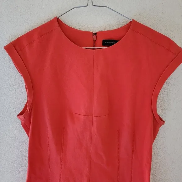 Banana Republic Womens Orange Coral Sheath Cotton Viscose Sheath Dress Sz 8