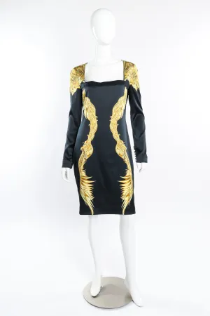 Baroque Wings Graphic Silk Dress