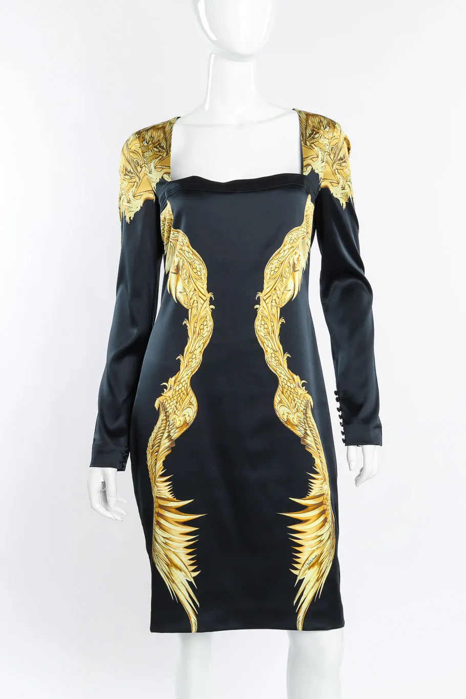 Baroque Wings Graphic Silk Dress