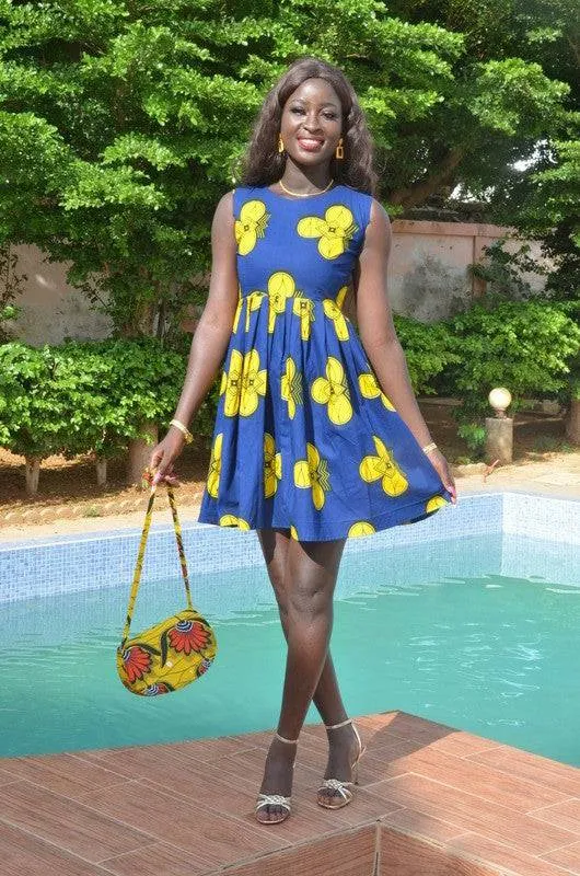 Beautiful Blue and Yellow Flowered Dress