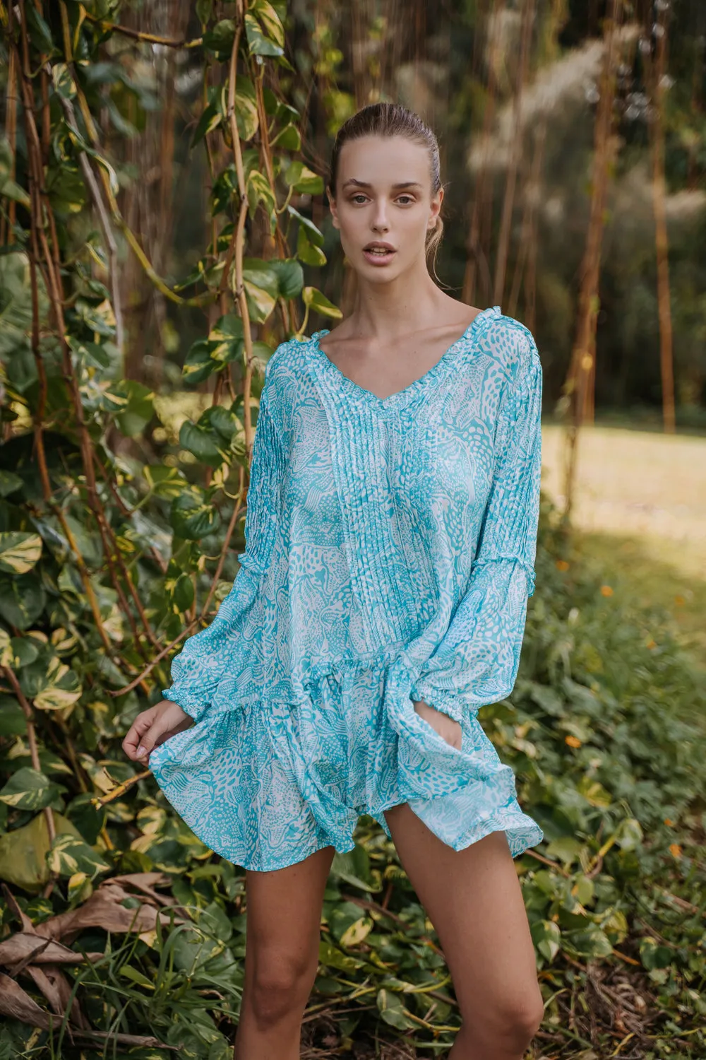BELLA DRESS - ANIMAL BLUE
