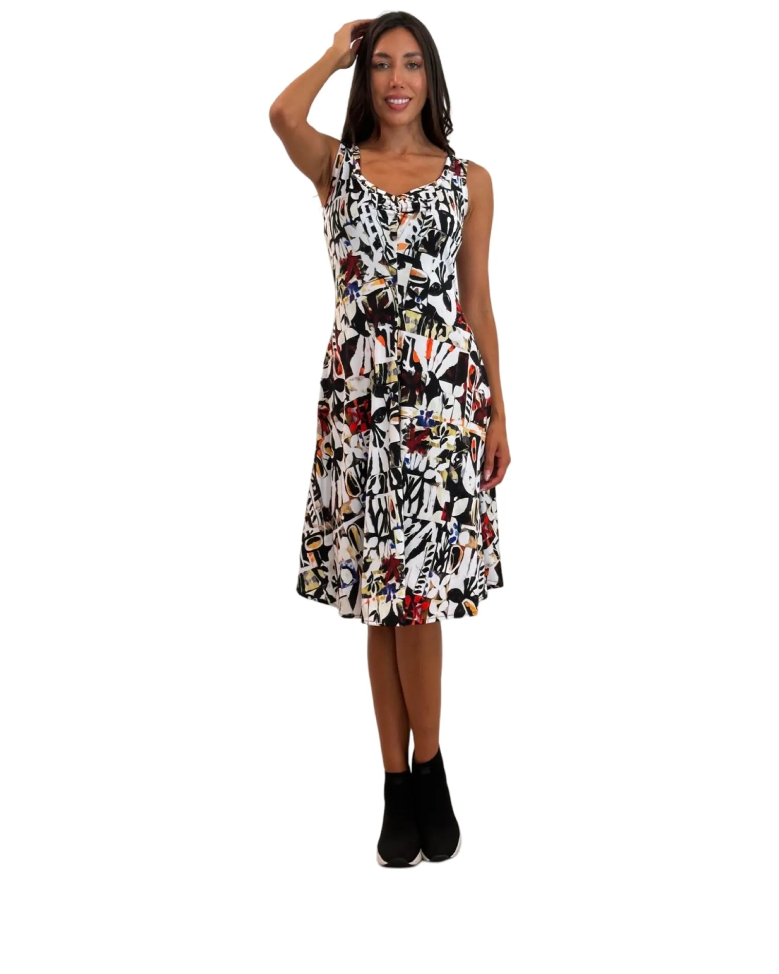 BHUTAN Sleeveless V-Neck Flared Dress