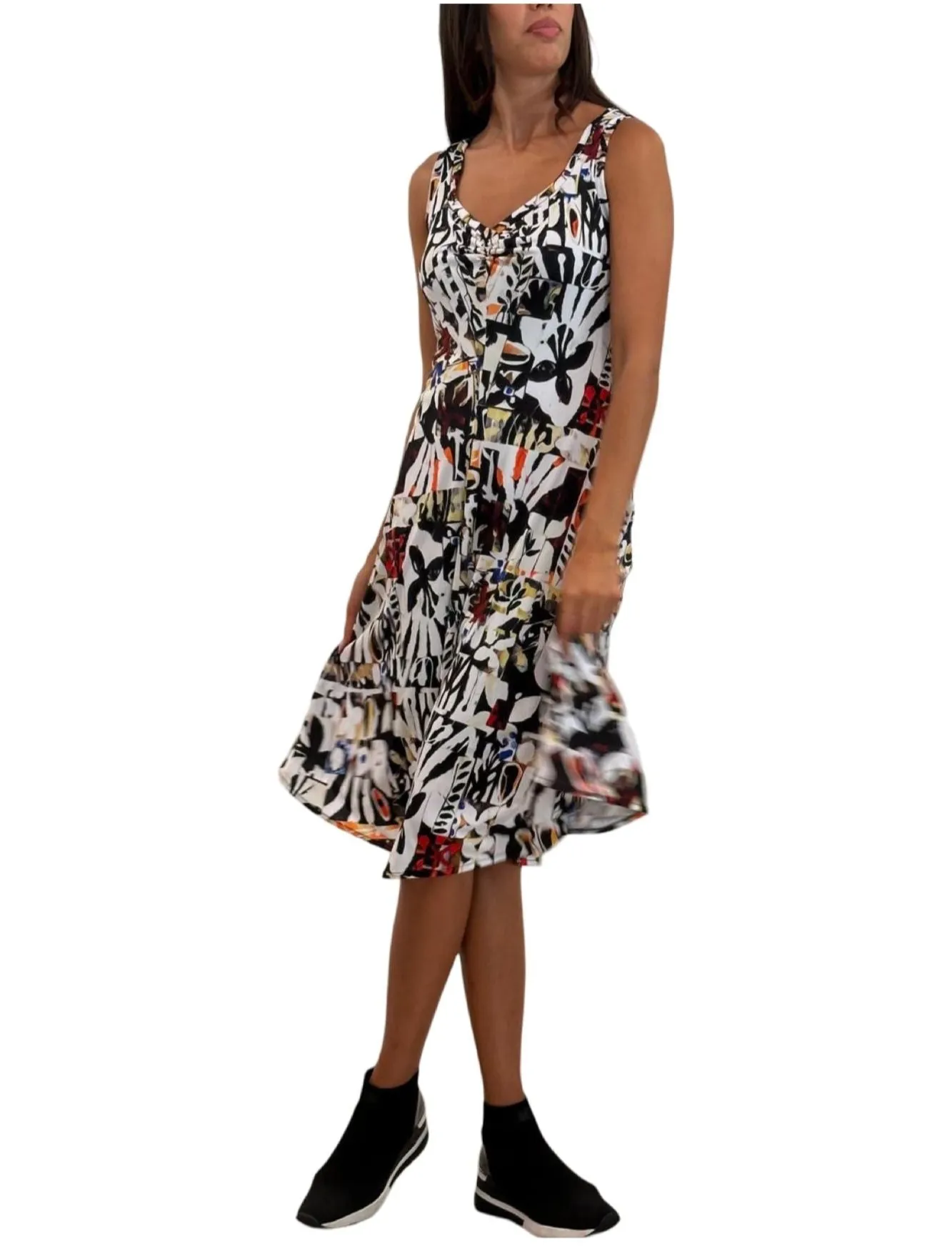 BHUTAN Sleeveless V-Neck Flared Dress