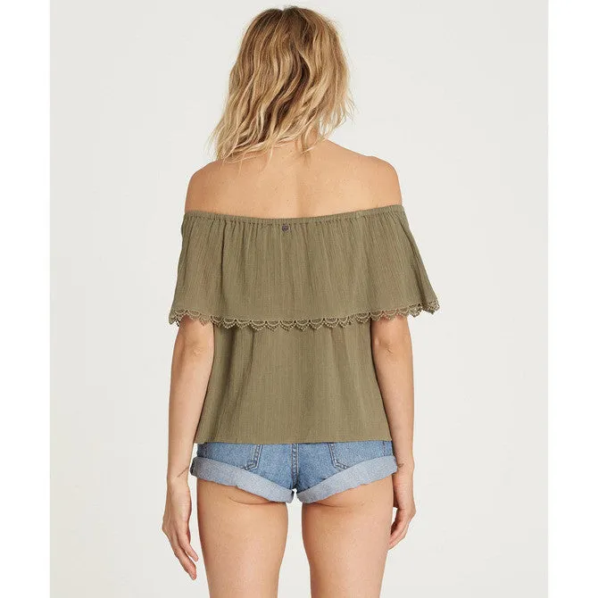 Billabong Women's Spring Fling Off the Shoulder Top | Seagrass