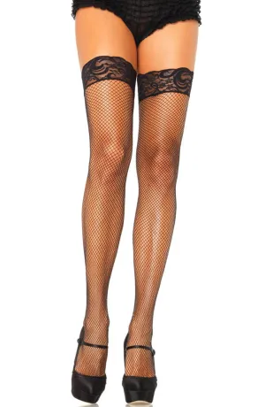 Black fishnet stay ups with lace top
