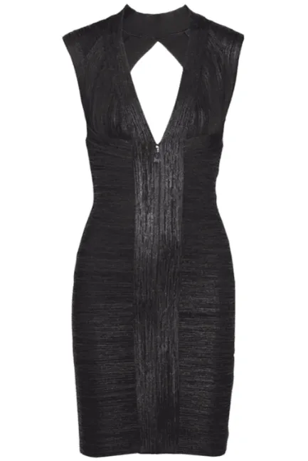 Black Glitter Bandage Dress