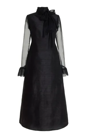 Black Gouyave Pussybow Dress-Pre-Order