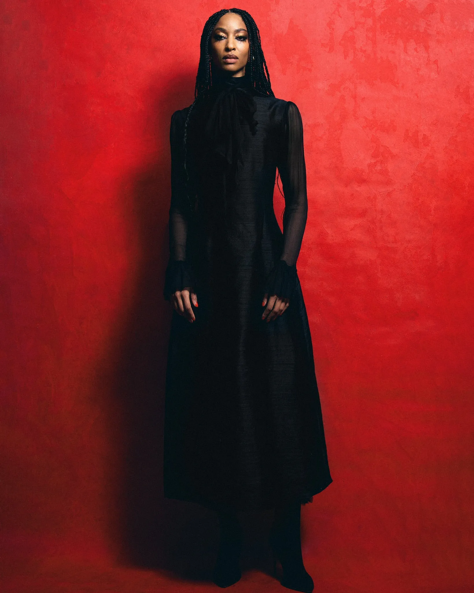 Black Gouyave Pussybow Dress-Pre-Order