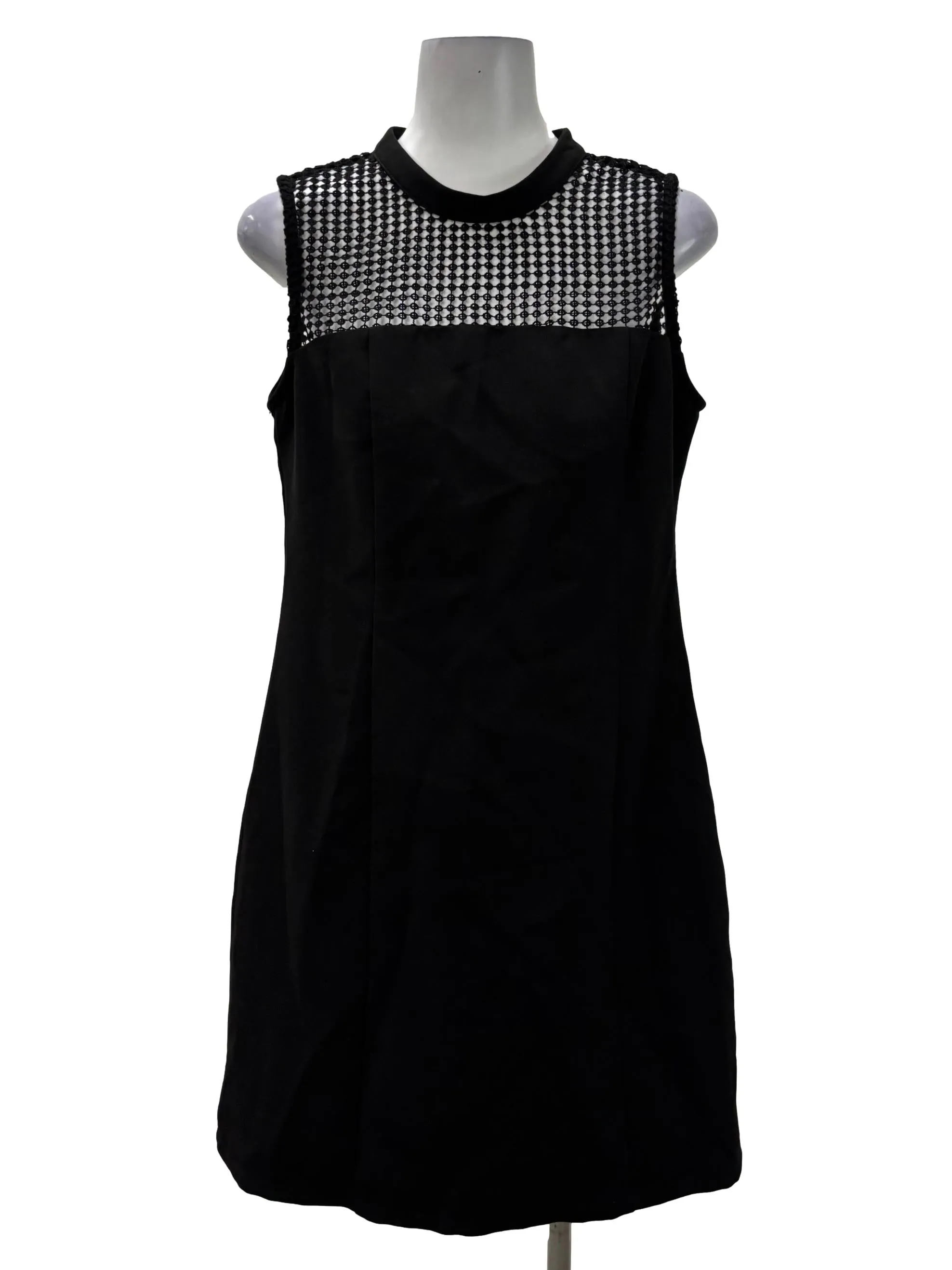 Black High Neck Sleeveless Mini Sheath Dress
