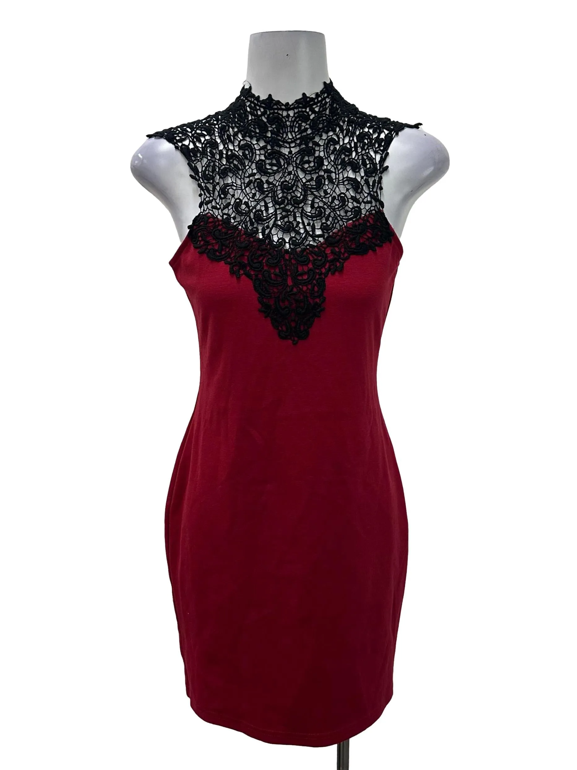 Black Laced Red Sheath Dress