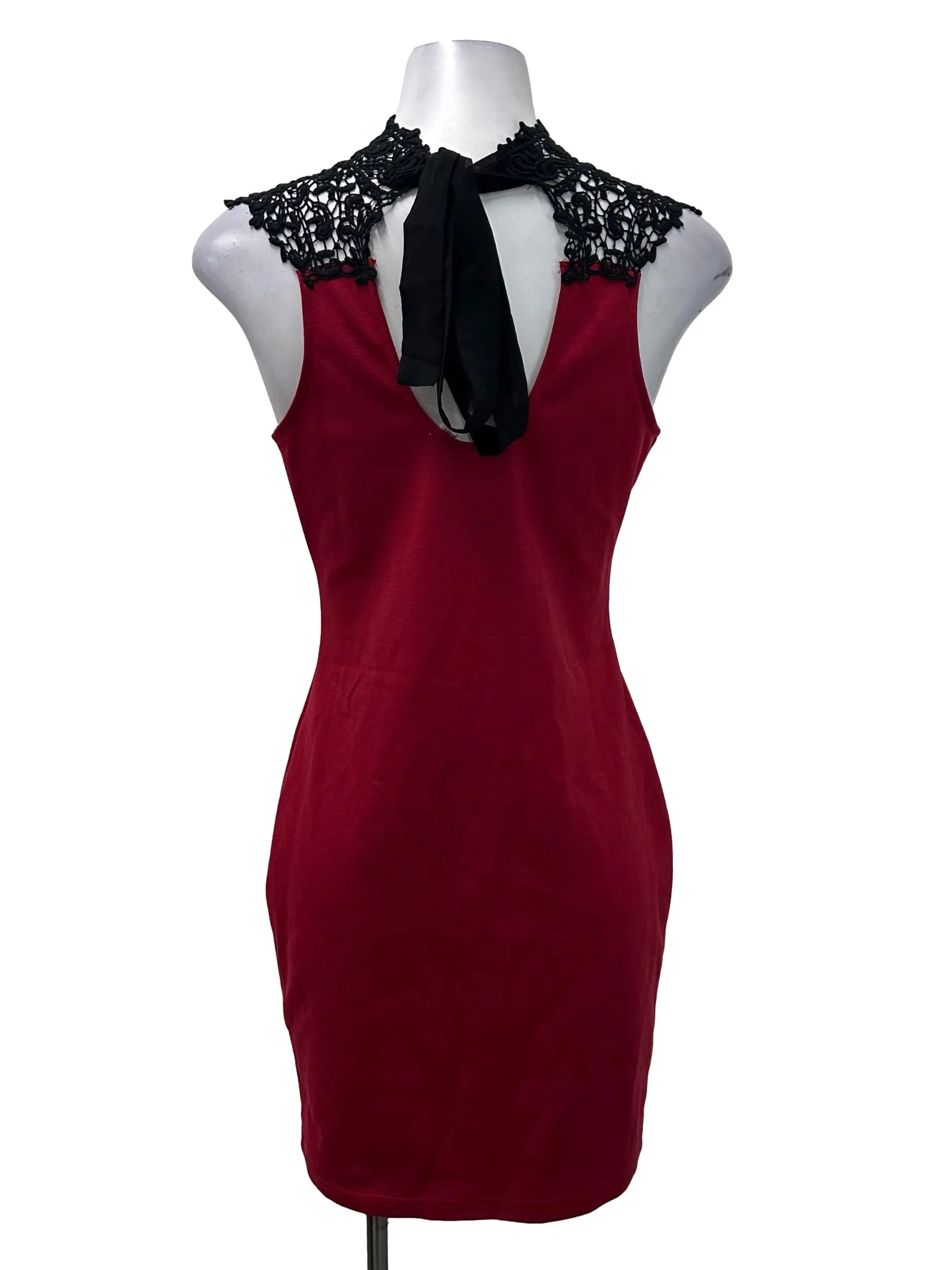 Black Laced Red Sheath Dress