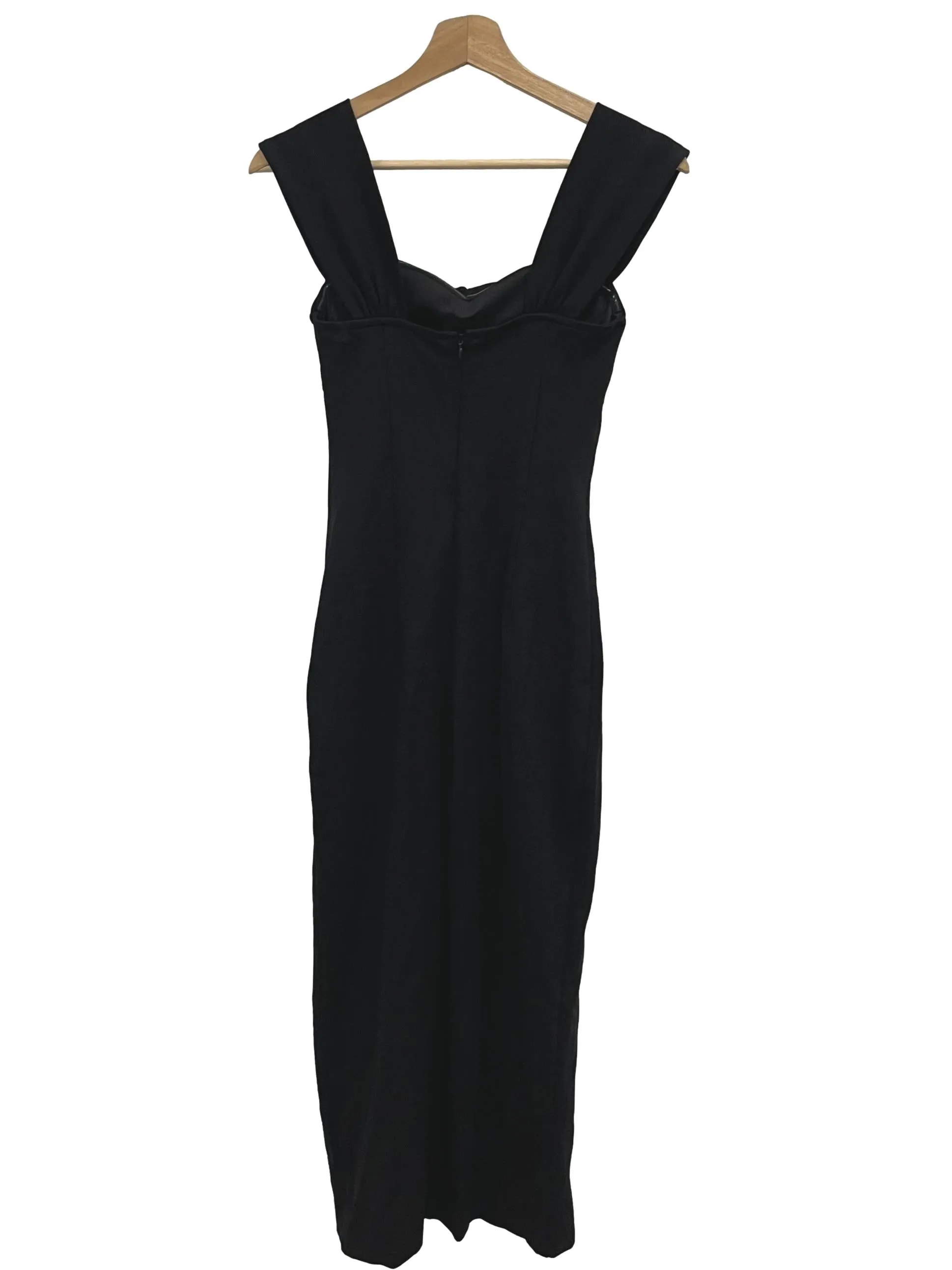 Black Ruched Front Maxi Bodycon Sheath Dress