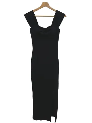 Black Ruched Front Maxi Bodycon Sheath Dress