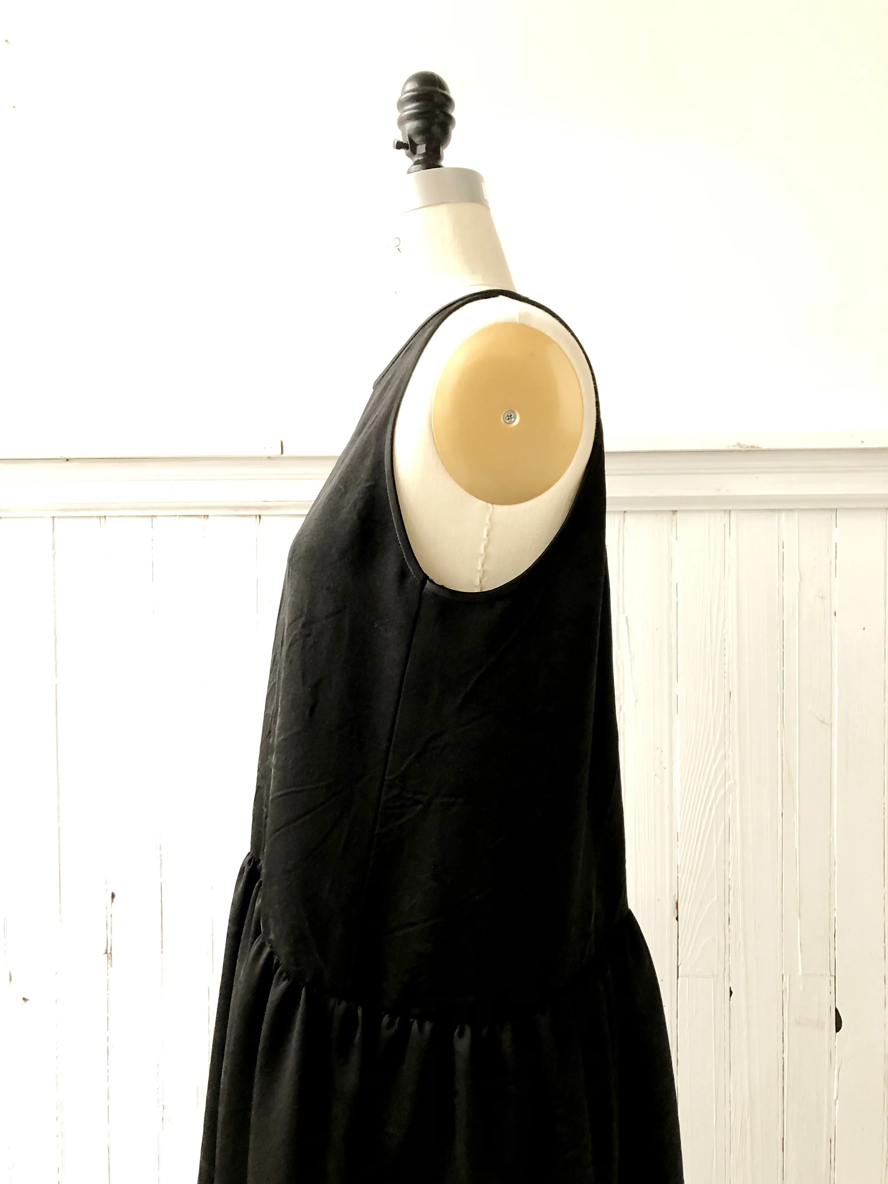 black washed duchess silk tank dress