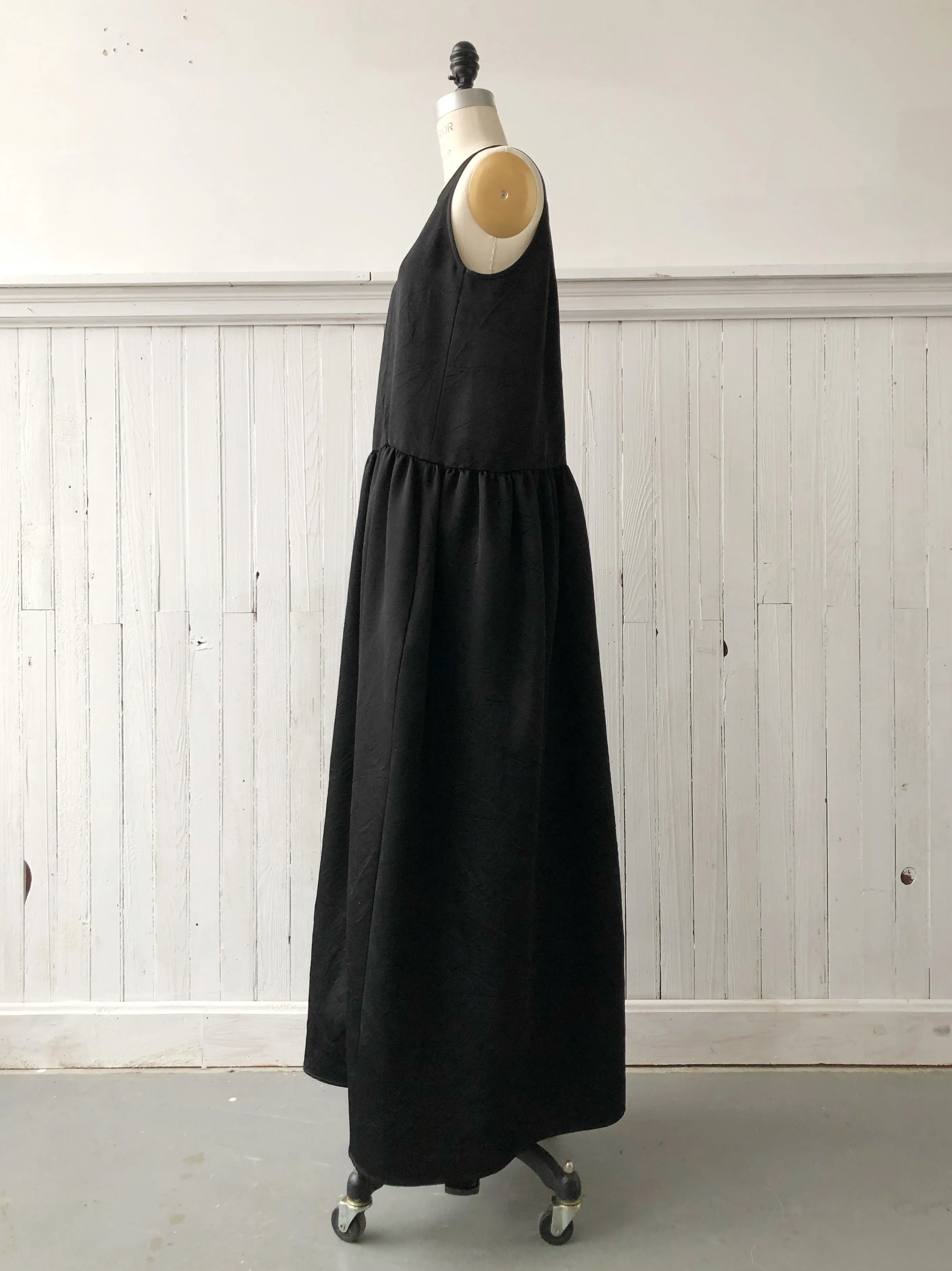 black washed duchess silk tank dress