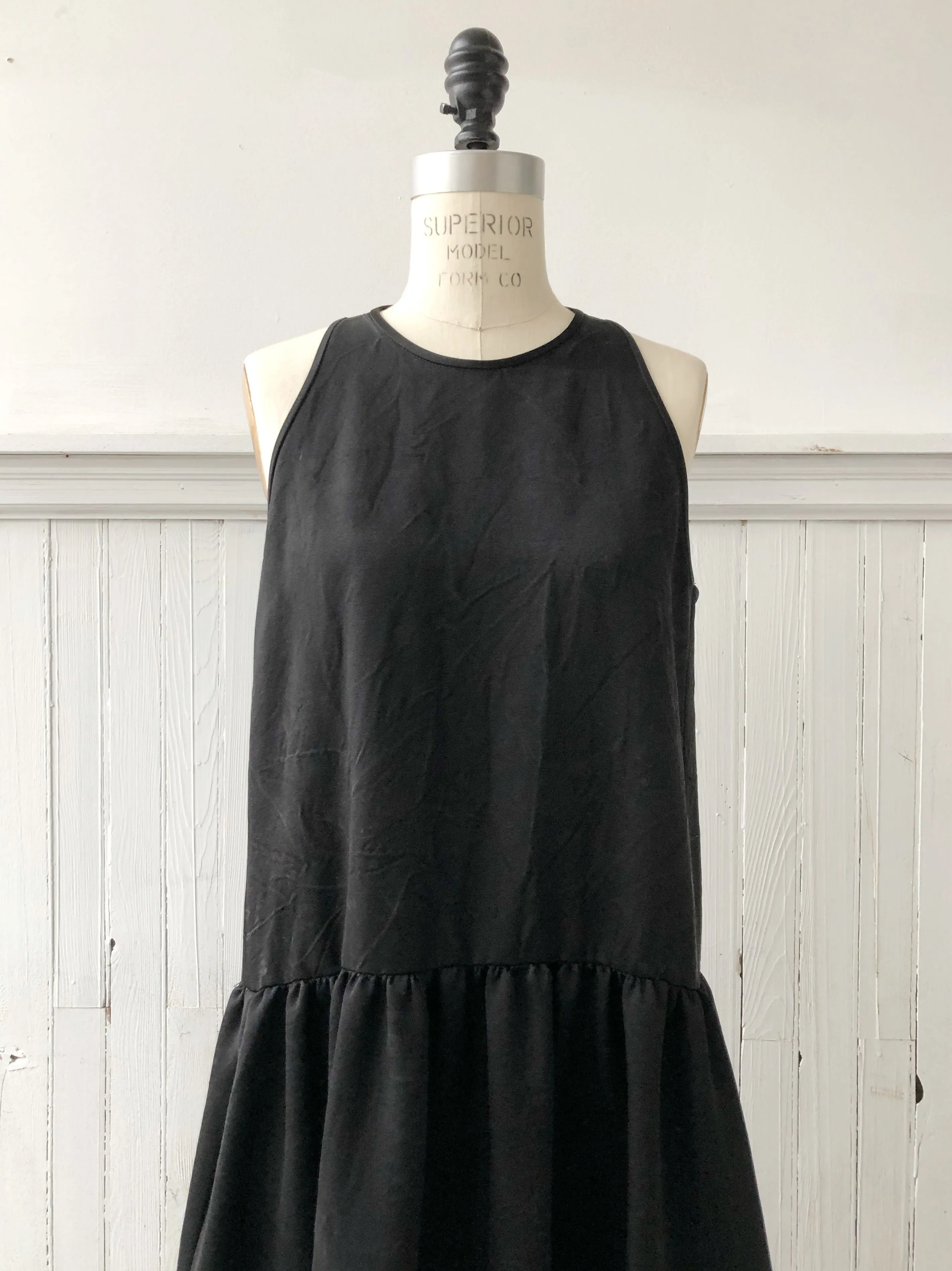 black washed duchess silk tank dress