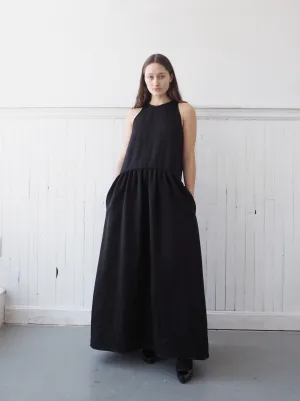 black washed duchess silk tank dress