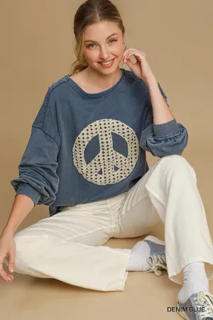 Blair Peace Lace Applique Top - Denim