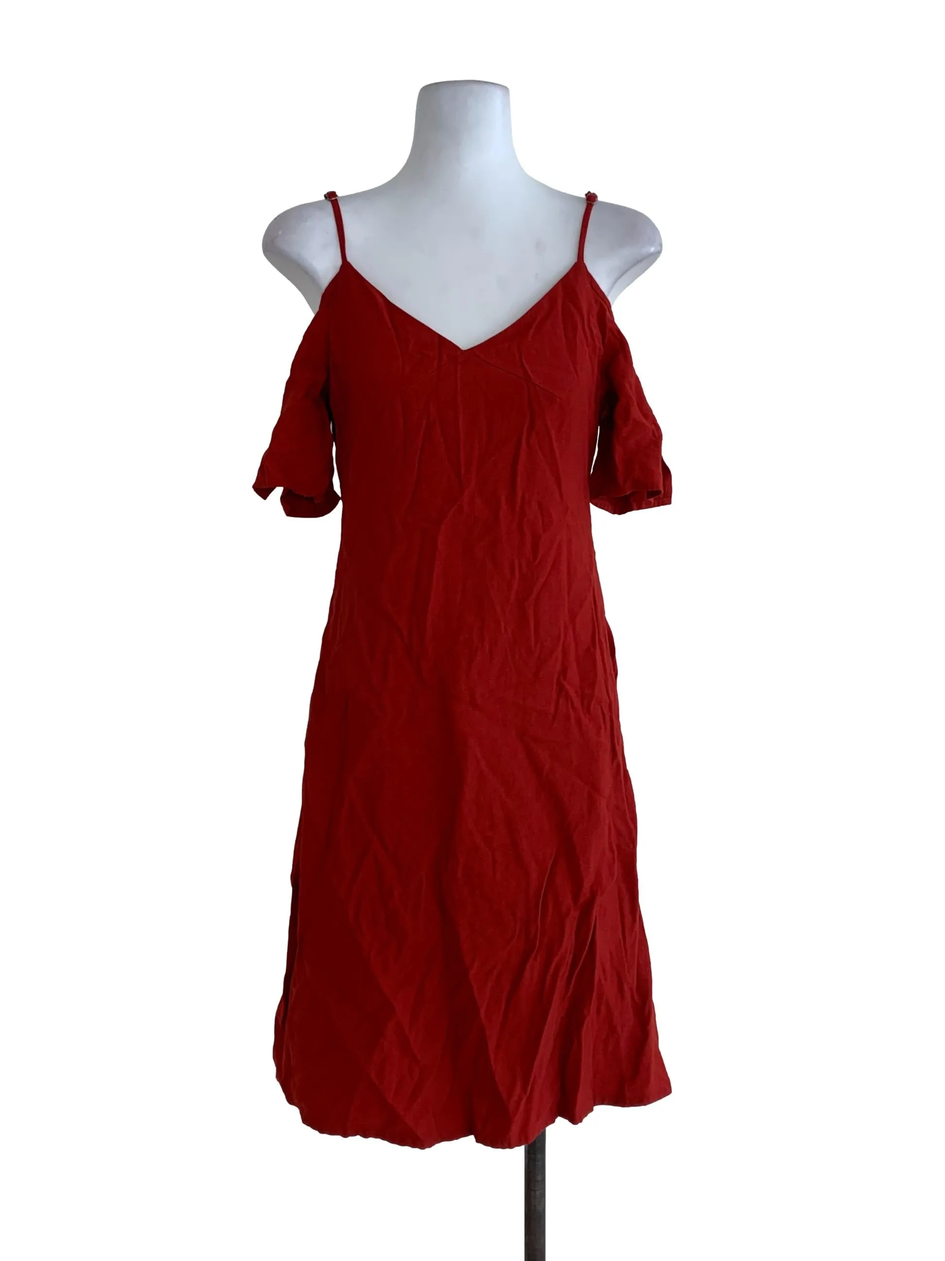 Blood Red Plain Sheath Dress