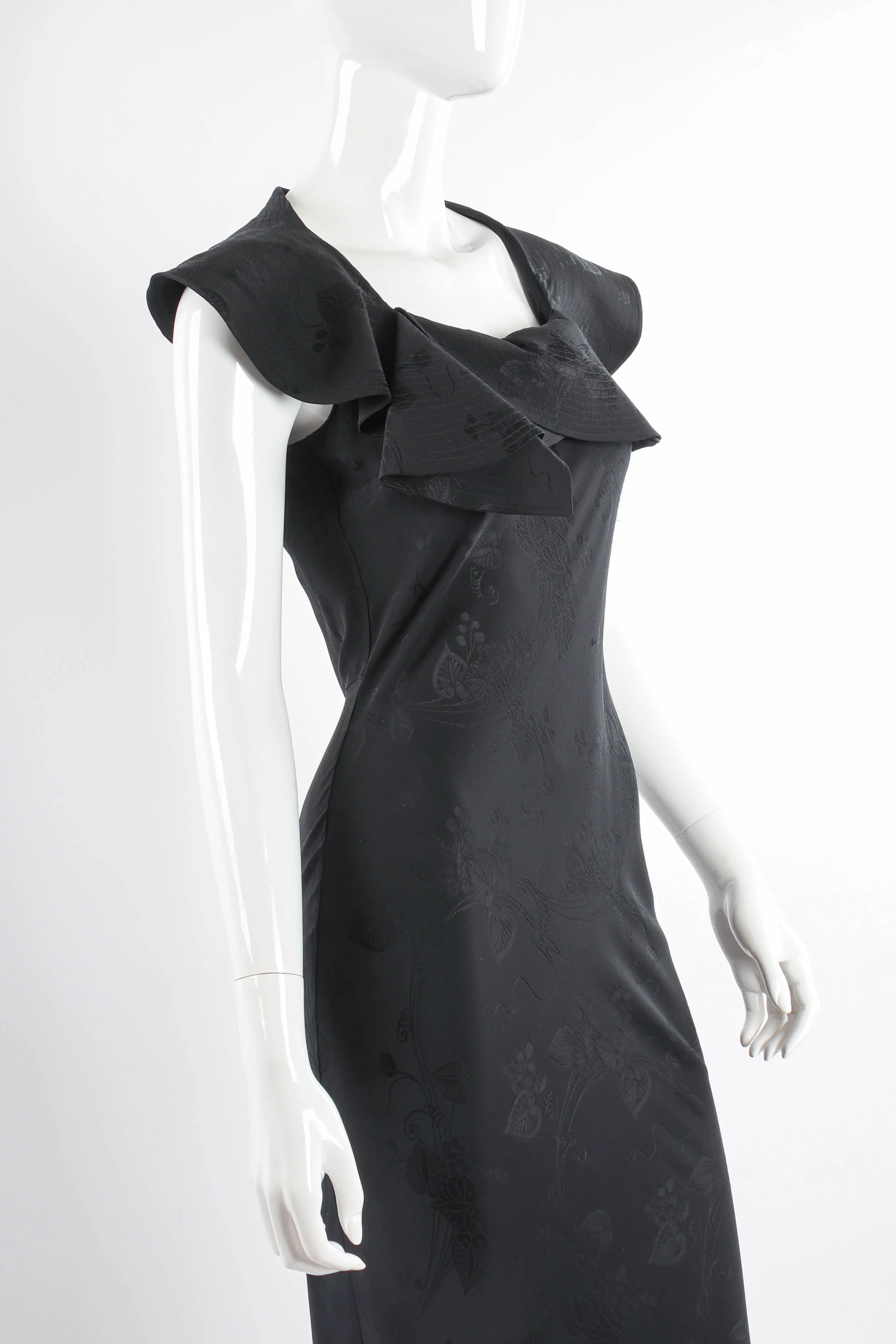 Blossom Collar Bias Silk Gown