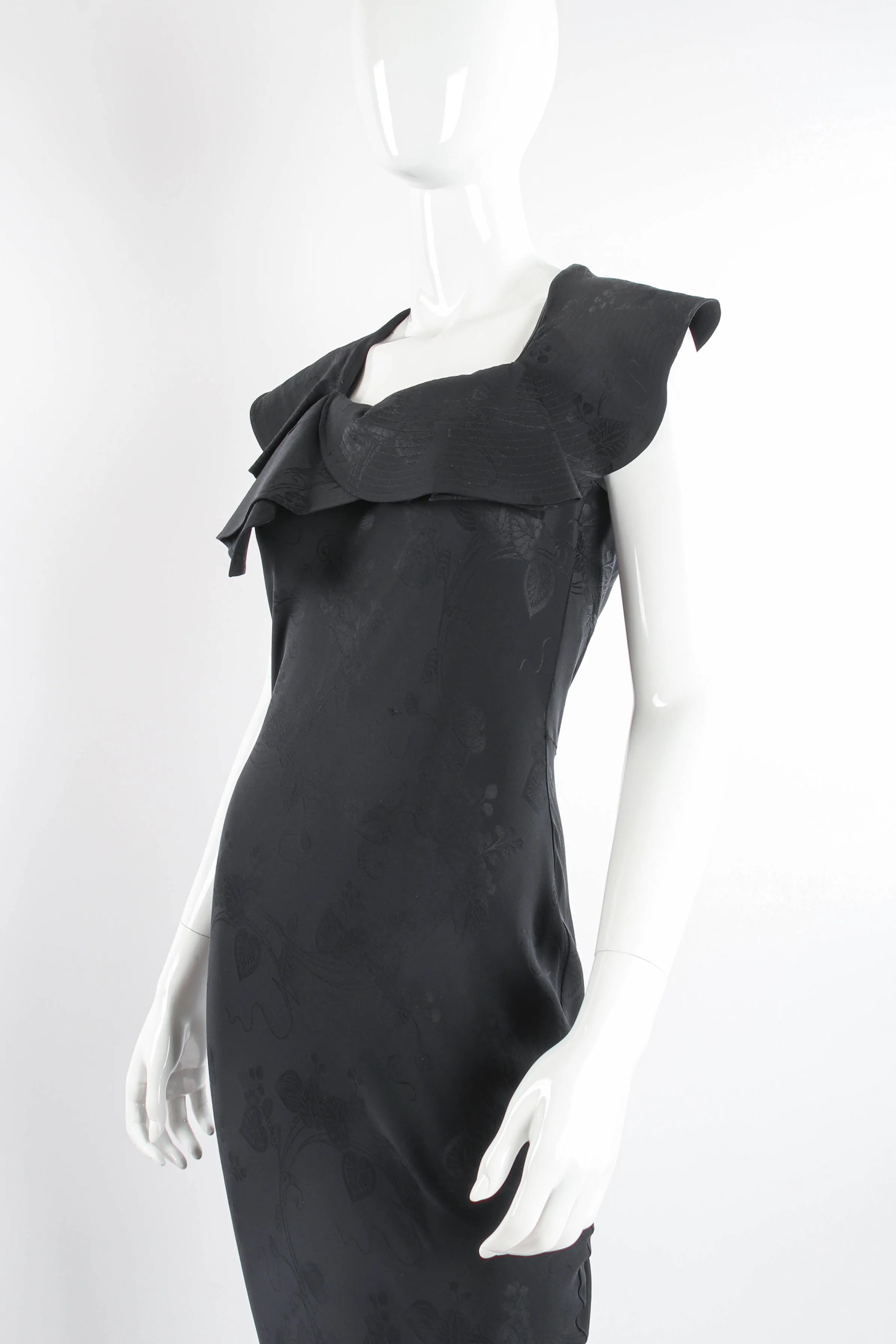 Blossom Collar Bias Silk Gown