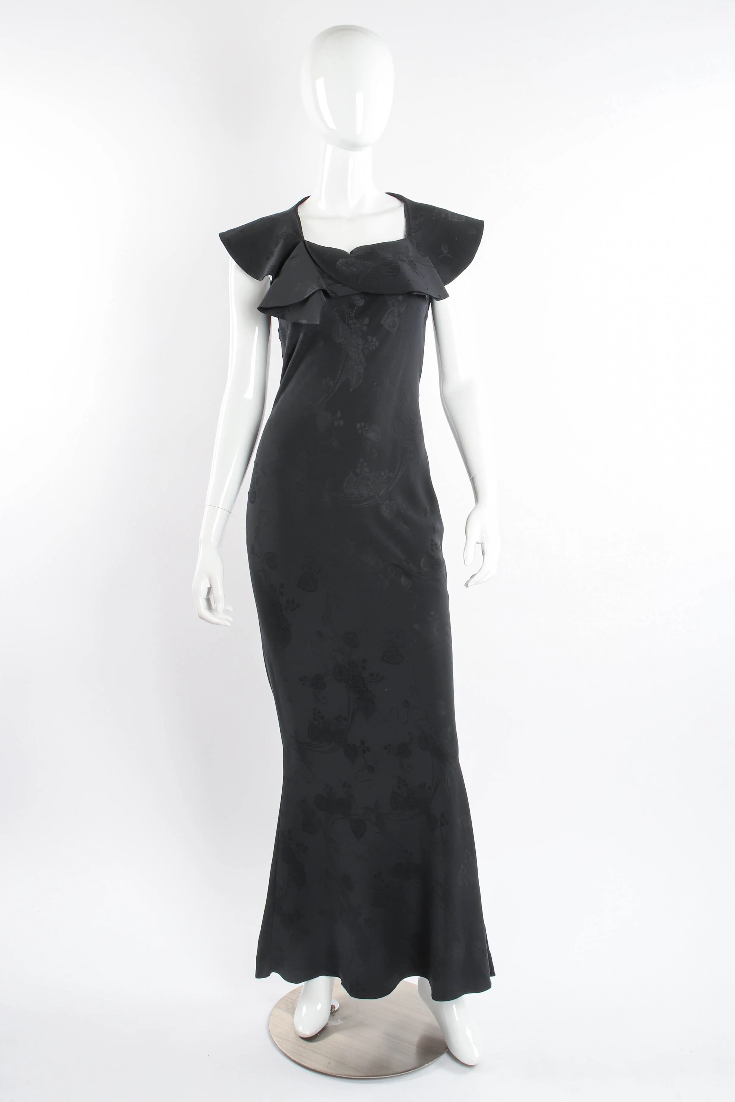 Blossom Collar Bias Silk Gown
