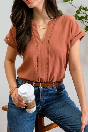 Blu Pepper - LACE TRIM SPLIT NECK TOP