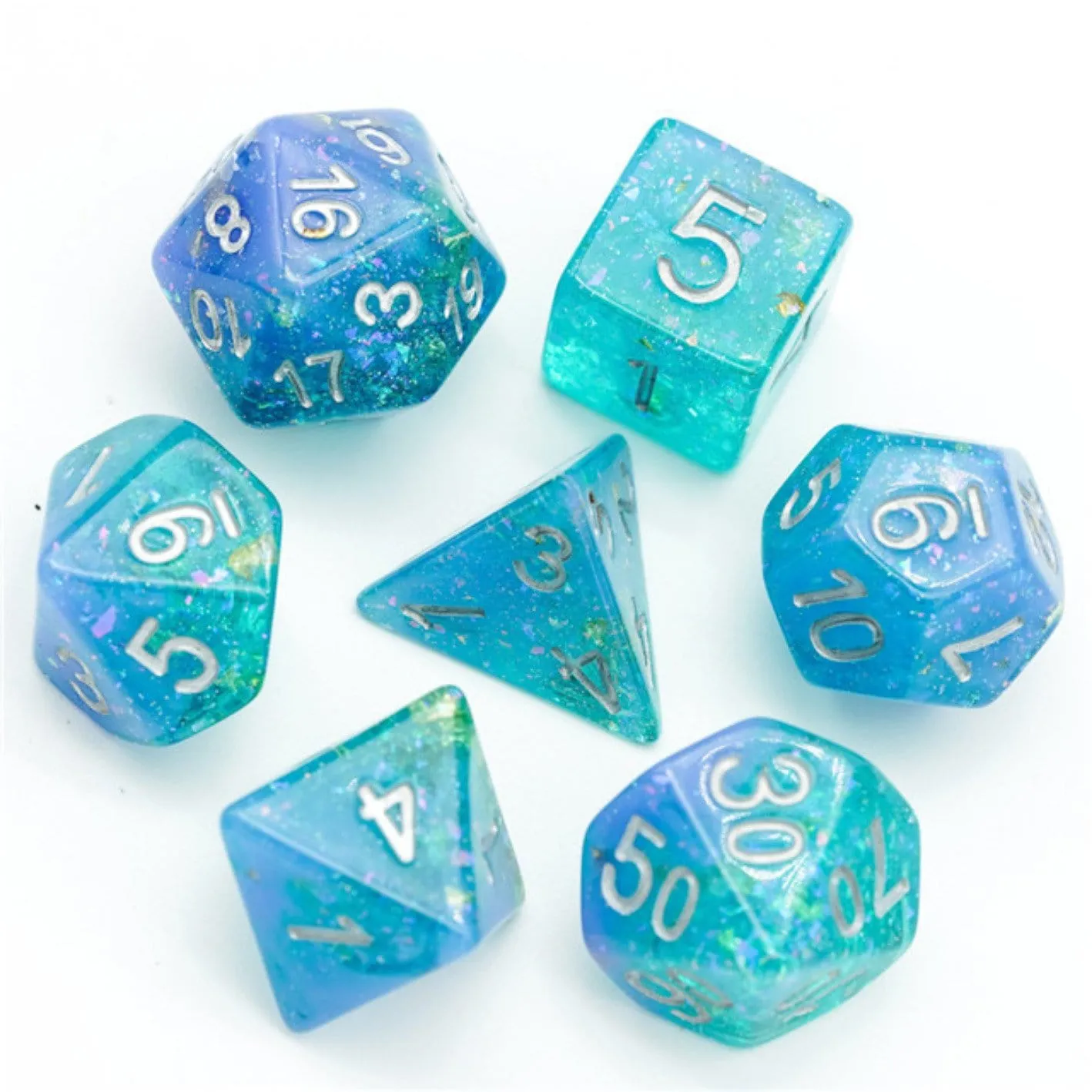 Blue & Green Seabed Treasure RPG Dice Set